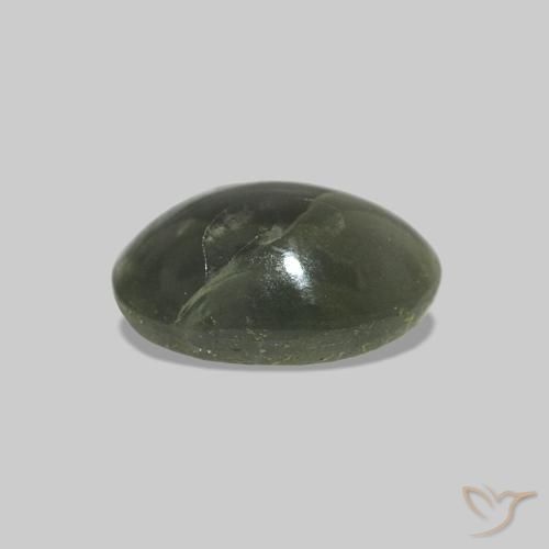 0.69 карата, натуральный Мшистый зеленый Cat's Eye Alexandrite, Овал, Непрозрачный