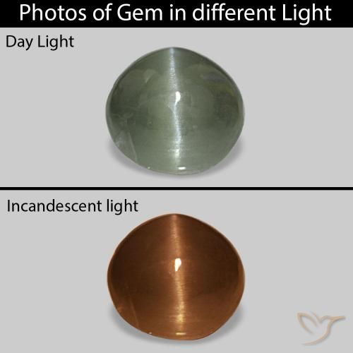 0.54 карата, натуральный Средний зеленый Cat's Eye Alexandrite, Овал, Непрозрачный