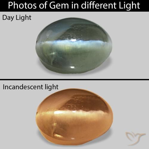 0.74 карата, натуральный Зеленый Cat's Eye Alexandrite, Овал, Непрозрачный