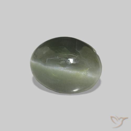 0.62 карата, натуральный Бледно-лесной зеленый Cat's Eye Alexandrite, Овал, Непрозрачный