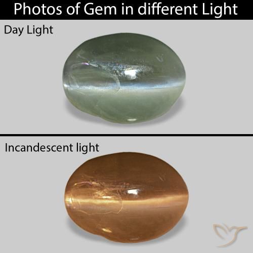 0.68ct Средний зеленый Cat's Eye Alexandrite, Овал, Непрозрачный