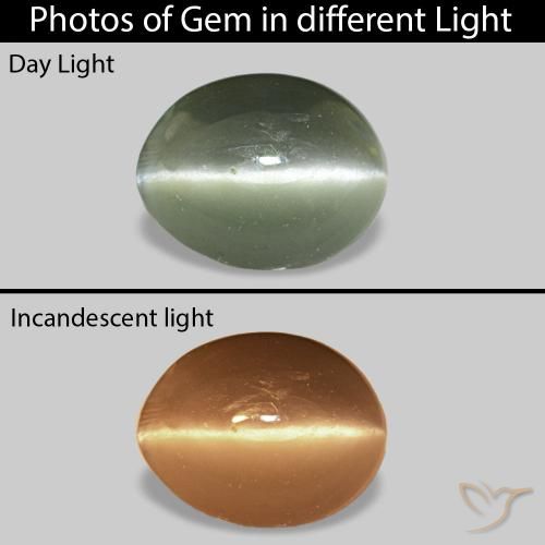 0.49ct Серо-зеленый Cat's Eye Alexandrite Драгоценные Камни, Овал, Непрозрачный