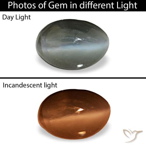 Натуральный серый cat's eye alexandrite 0,56 карата огранка овал, непрозрачный