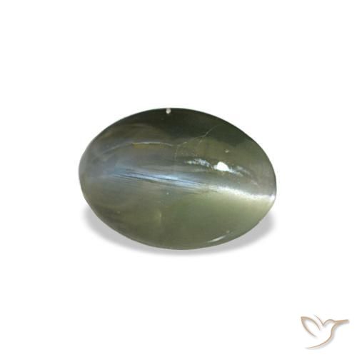 Натуральный зелёный cat's eye alexandrite 0,38 карата огранка овал, непрозрачный