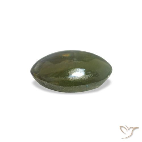 Натуральный зелёный cat's eye alexandrite 0,38 карата огранка овал, непрозрачный