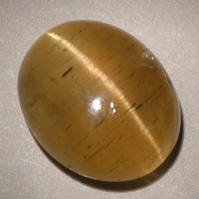 5.96 карата, натуральный Желто-зеленый Апатит Кошачий Глаз, Прозрачный, Полупрозрачный