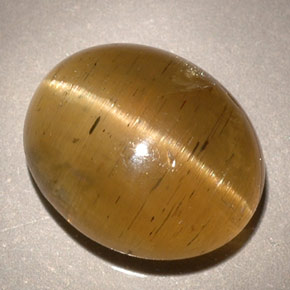 5.96 карата, натуральный Желто-зеленый Апатит Кошачий Глаз, Прозрачный, Полупрозрачный