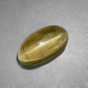 1.29 карата, натуральный Желто-зеленый Апатит Кошачий Глаз, Прозрачный, Полупрозрачный