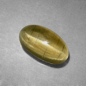 1.29 карата, натуральный Желто-зеленый Апатит Кошачий Глаз, Прозрачный, Полупрозрачный