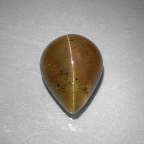 Натуральный жёлтый cat's eye apatite 2,97 карата форма груши, полупрозрачный