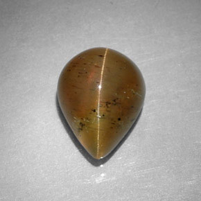Натуральный жёлтый cat's eye apatite 2,97 карата форма груши, полупрозрачный