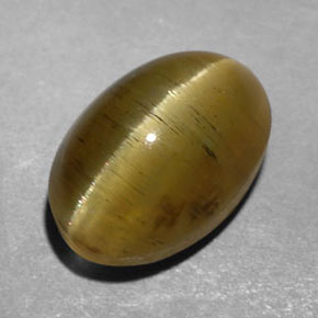 3.47 карата, натуральный Золотисто-зеленый Апатит Кошачий Глаз, Прозрачный, Полупрозрачный