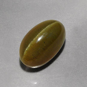 3.98 карата, натуральный Золотисто-зеленый Апатит Кошачий Глаз, Прозрачный, Полупрозрачный