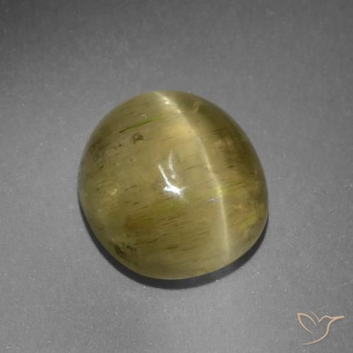 9.42ct Натуральный Нейтральный желтый Апатит Кошачий Глаз, Овал, Полупрозрачный