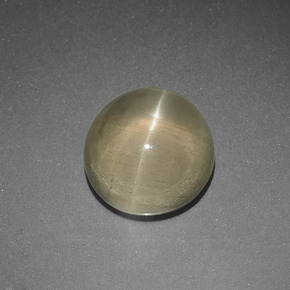 5.65 карата, натуральный Желто-зеленый Апатит Кошачий Глаз, Огранка Круг, Полупрозрачный