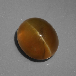 4.62 карата, натуральный Золотисто-зеленый Апатит Кошачий Глаз, Огранка Овал, Полупрозрачный