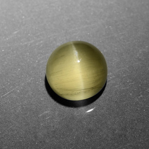 6.11 карата, натуральный зеленовато-золотистый Апатит Кошачий Глаз, Огранка Круг, Полупрозрачный