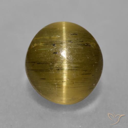 3.02ct Натуральный Коричневый Апатит Кошачий Глаз, Круглый, Полупрозрачный