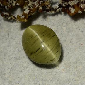 2.65 карата, натуральный Землисто-зеленый Апатит Кошачий Глаз, Огранка Овал, Полупрозрачный