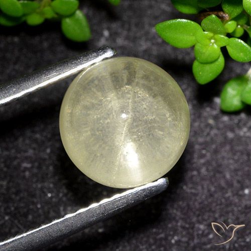 3.48ct Натуральный Палевый Апатит Кошачий Глаз, Круглый, Прозрачный