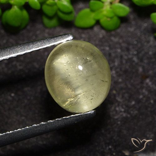 2.34ct Натуральный Нейтральный желтый Апатит Кошачий Глаз, Овал, Прозрачный