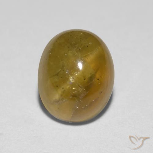 1.76ct Натуральный Коричневато-желтый Апатит Кошачий Глаз, Овал, Полупрозрачный