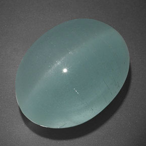Натуральный зелёный cat's eye aquamarine 19,65 карата прозрачный, полупрозрачный
