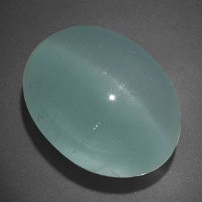 Натуральный зелёный cat's eye aquamarine 19,65 карата прозрачный, полупрозрачный