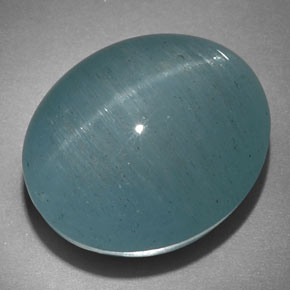 Натуральный зелёный cat's eye aquamarine 22,18 карата огранка овал, полупрозрачный