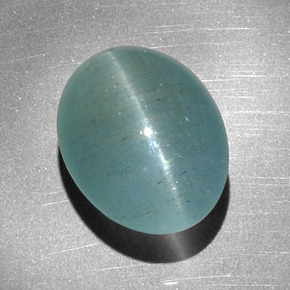 Натуральный зелёный cat's eye aquamarine 12,68 карата огранка овал, полупрозрачный