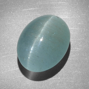 Натуральный зелёный cat's eye aquamarine 12,68 карата огранка овал, полупрозрачный