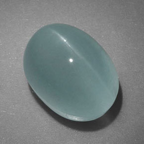 Натуральный зелёный cat's eye aquamarine 5,96 карата прозрачный, полупрозрачный