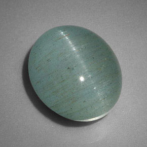 Натуральный зелёный cat's eye aquamarine 6,46 карата прозрачный, полупрозрачный