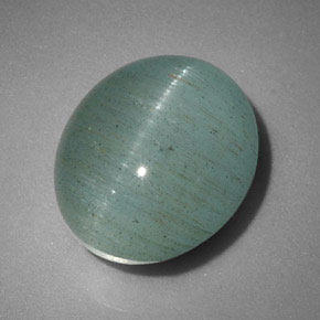 Натуральный зелёный cat's eye aquamarine 6,46 карата прозрачный, полупрозрачный