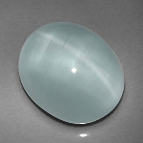 Натуральный зелёный cat's eye aquamarine 8,02 карата прозрачный, полупрозрачный