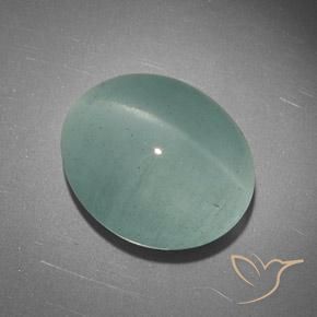 23.41ct Натуральный Светло-зеленый Кошачий глаз Аквамарин, Овал, Полупрозрачный