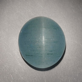 Натуральный зелёный cat's eye aquamarine 7,21 карата огранка овал, полупрозрачный