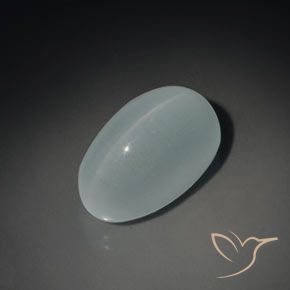 14.43ct Натуральный Светло-синий Кошачий глаз Аквамарин, Овал, Прозрачный
