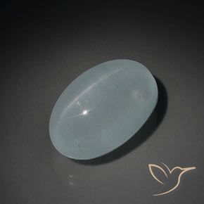 12.94ct Натуральный Светло-зеленый-синий Кошачий глаз Аквамарин, Овал, Прозрачный