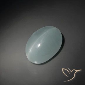 19.33ct Натуральный Бледно-голубой зеленый Кошачий глаз Аквамарин, Овал, Прозрачный