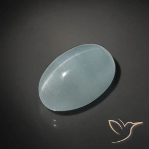17.45ct Натуральный Светло-сине-зеленый Кошачий глаз Аквамарин, Овал, Прозрачный