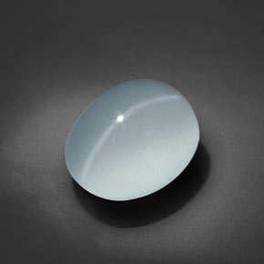 Натуральный синий cat's eye aquamarine 6,69 карата огранка овал, прозрачный