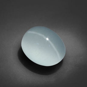 Натуральный синий cat's eye aquamarine 6,69 карата огранка овал, прозрачный