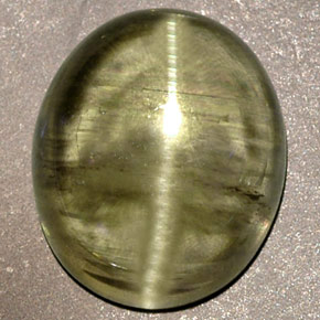 Натуральный зелёный cat's eye diaspore 6,32 карата прозрачный, полупрозрачный