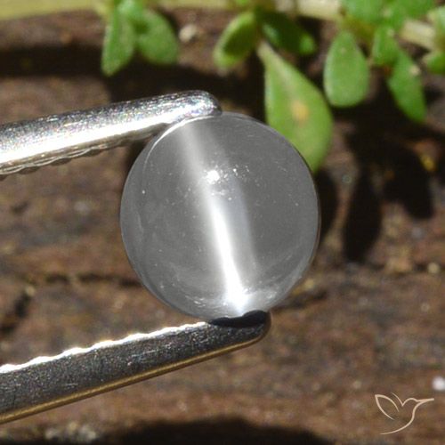 0.84ct Натуральный Белый Лунный Камень Кошачий Глаз, Круглый, Полупрозрачный