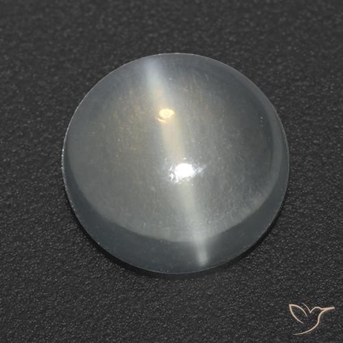 1.22ct Натуральный Ясно Белый Лунный Камень Кошачий Глаз, Круглый, Прозрачный
