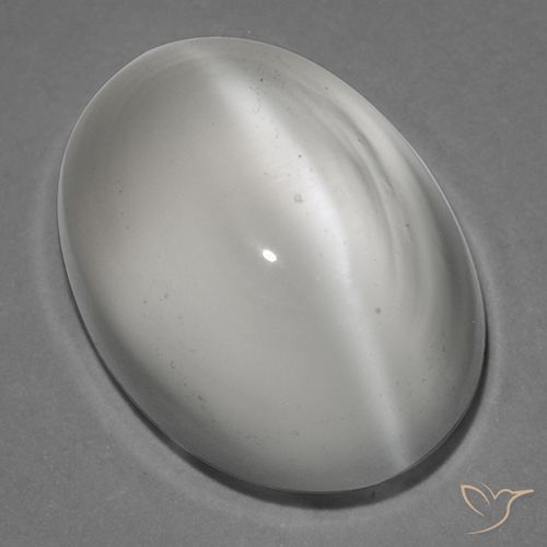 1.38ct Натуральный Белый Лунный Камень Кошачий Глаз, Овал, Прозрачный