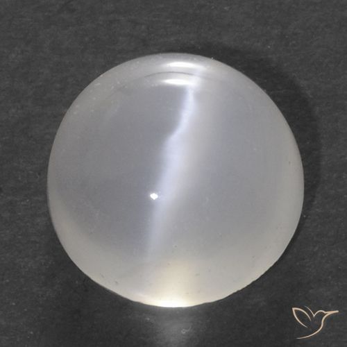 1.52ct Натуральный Полупрозрачный белый Лунный Камень Кошачий Глаз, Круглый, Прозрачный