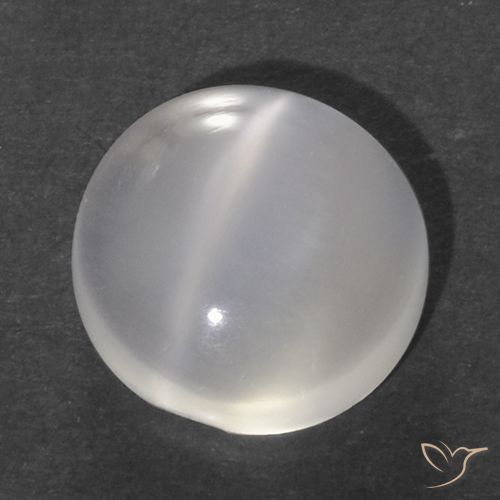 1.12ct Натуральный Белый Лунный Камень Кошачий Глаз, Круглый, Прозрачный
