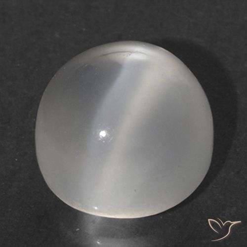 1.64ct Натуральный Белый Лунный Камень Кошачий Глаз, Круглый, Прозрачный